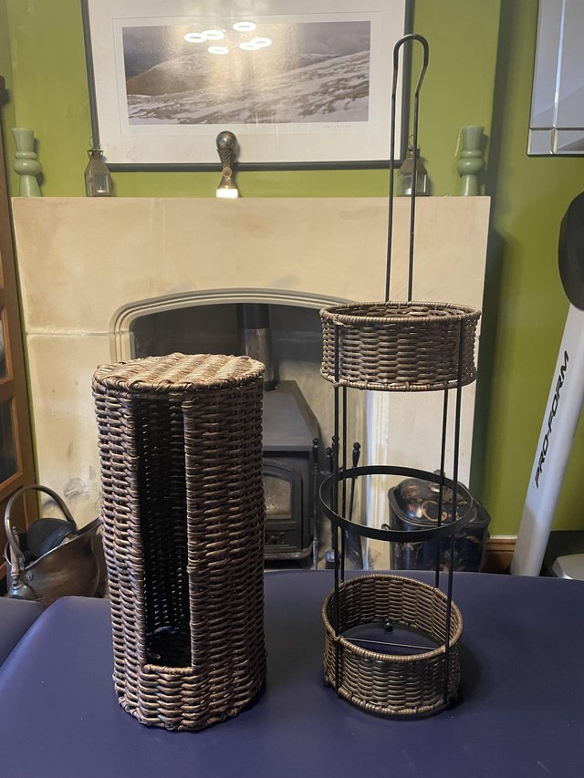 Preview of the first image of 2 ‘WICKER’ TOILET ROLL HOLDERS.
