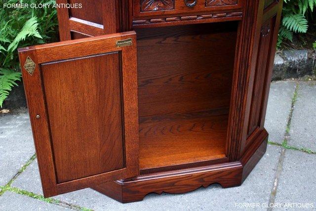 Image 19 of OLD CHARM TUDOR OAK CANTED HALL TABLE CABINET CUPBOARD STAND