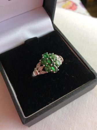 Image 1 of White gold - diopside and diamond ring
