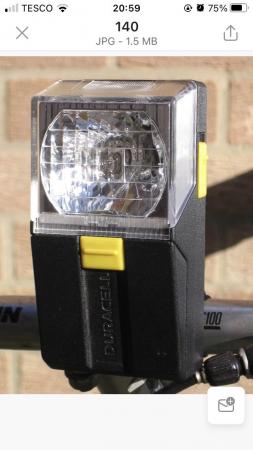 Image 1 of Set Of Front & Rear Duracell Bicycle Lights With Brackets
