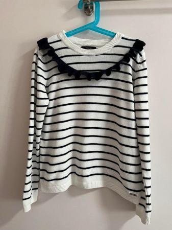 Image 3 of Girls navy blue and white stripe jumper