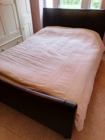 Image 3 of 5' Dk/Brown, 2 Drawer Sleigh Bed with Mattress