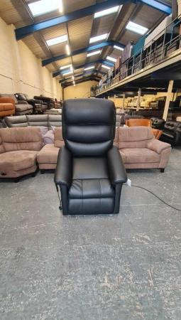Image 12 of La-z-boy Tulsa black leather rise and lift recliner armchair