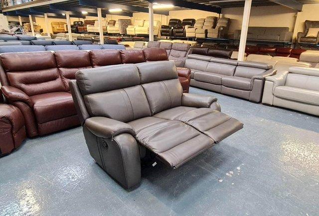 Image 5 of La-z-boy Winchester grey leather manual 2 seater sofa