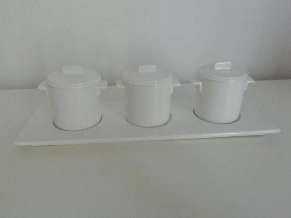 Image 1 of Relish Pots and Tray in box White