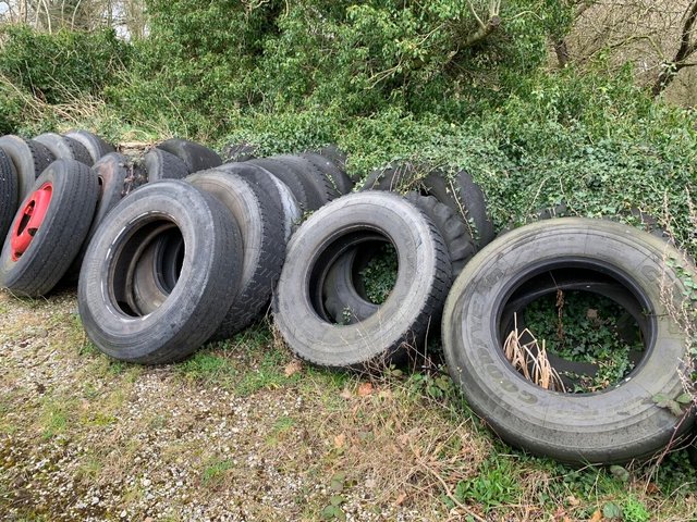 Preview of the first image of Old lorry tyres.. great as garden planters.