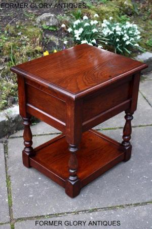 Image 44 of AN OLD CHARM TUDOR BROWN CARVED OAK BEDSIDE PHONE LAMP TABLE
