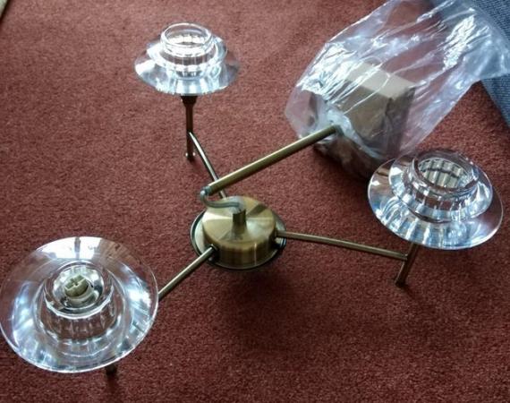 Image 2 of Brushed brass chandelier light