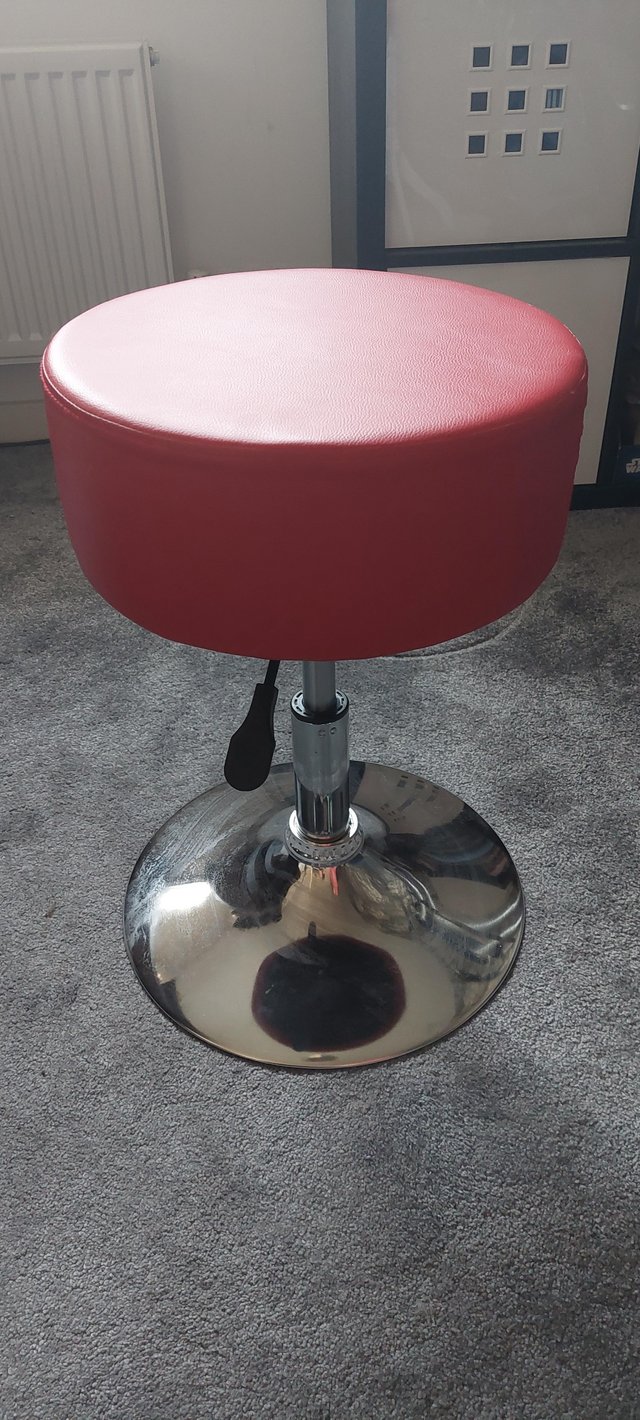 Preview of the first image of DRESSING TABLE STOOL - RED FAUX LEATHER.