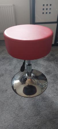 Image 1 of DRESSING TABLE STOOL - RED FAUX LEATHER