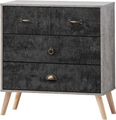 Preview of the first image of Nordic 2&2 drawer chest in concrete/charcoal.