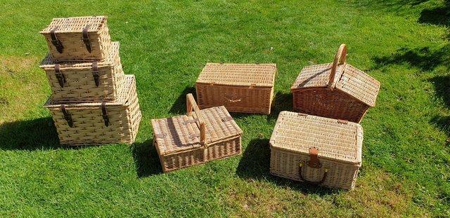 Preview of the first image of Picknic hamper basket wicker with lid.