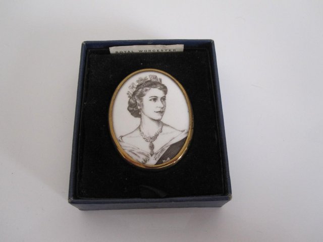 Preview of the first image of Vintage 1953 coronation brooch Queen Elizabeth II.