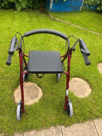 Image 1 of Walking Aid and Seat with Eight inch wheels