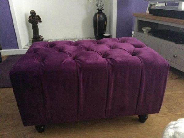 Image 3 of Beautiful handmade Purple Velvet Footstool