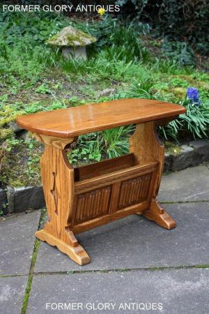 Image 30 of AN OLD CHARM VINTAGE OAK MAGAZINE RACK COFFEE LAMP TABLE