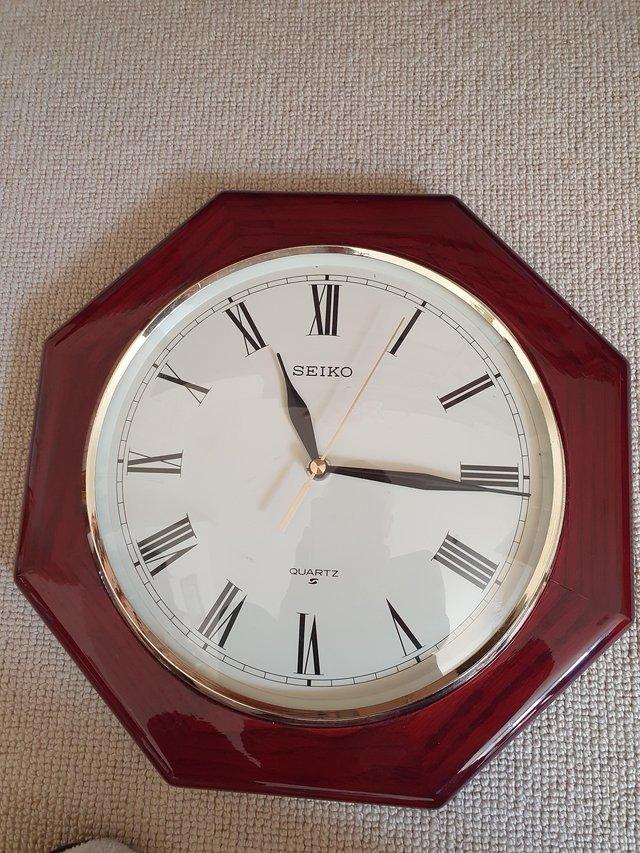 Preview of the first image of Vintage Seiko Quartz Octagonal Clock s battery operatedVGC.