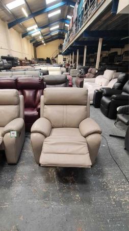 Image 12 of La-z-boy grey leather recliner 3 seater sofa and armchair