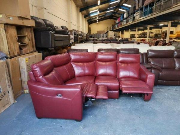 Image 12 of Midi berry red leather electric recliner corner sofa