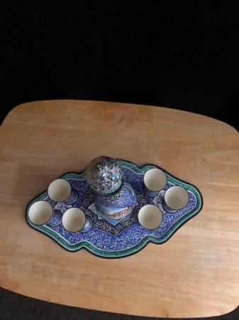 Image 6 of Enamel Barware Set, goblets, vase/pitcher and tray