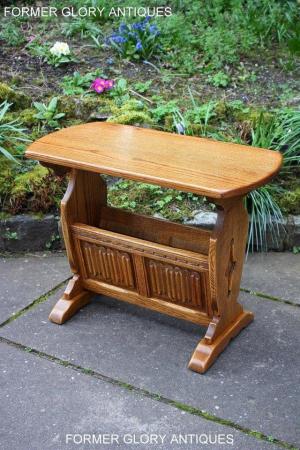 Image 15 of AN OLD CHARM VINTAGE OAK MAGAZINE RACK COFFEE LAMP TABLE