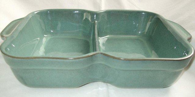 Preview of the first image of Denby Divided Serving Dish with 2 Compartments - Regency Gre.
