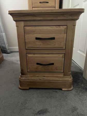 Image 1 of Oak Furniture Land bed, bedside tables and chest of drawers