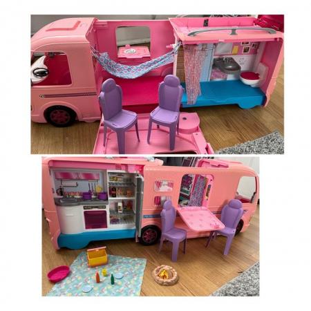 Image 1 of Barbie camper van pink good used