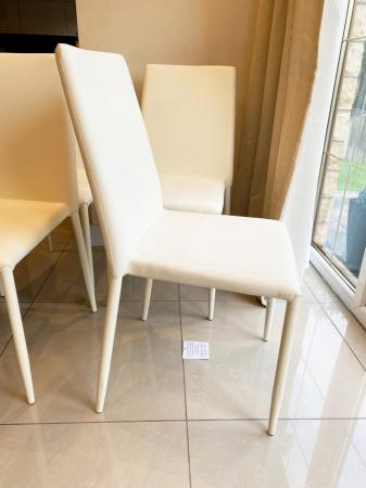 Image 2 of NEW Four White Faux Leather Dining Chairs Set of 4 RRP £395