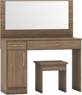 Preview of the first image of NEVADA VANITY/DRESSING TABLE IN RUSTIC OAK EFFECT.