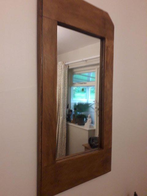 Preview of the first image of Solid Oak Handmade bespoke wall mirror super condition.