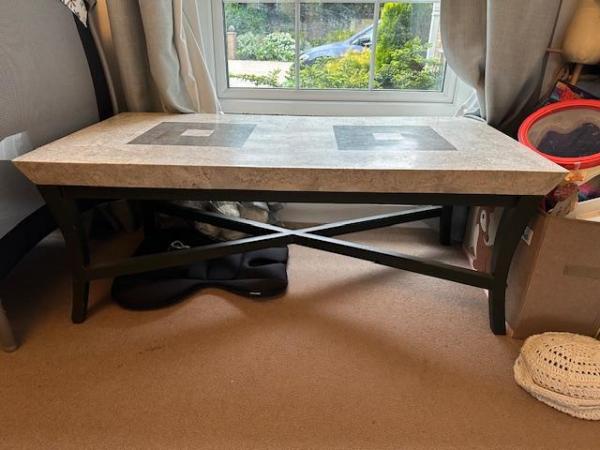 Image 2 of Solid marble and wood coffee table