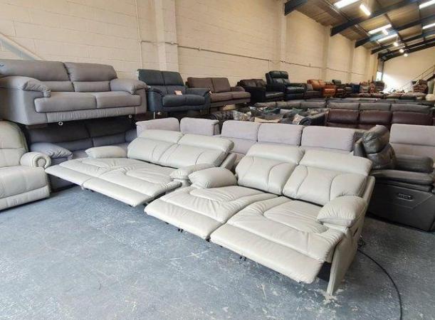 Image 8 of La-z-boy Raleigh grey leather electric 3+2 seater sofas