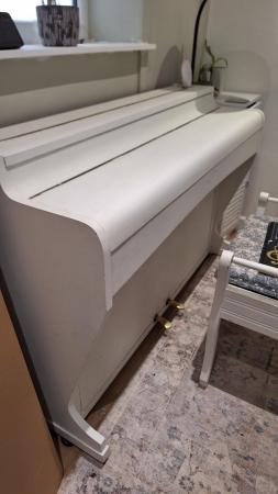 Image 1 of White painted Piano with stool