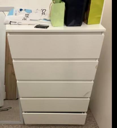 Image 1 of 5 chest of white drawers (new , still with plastic paper)