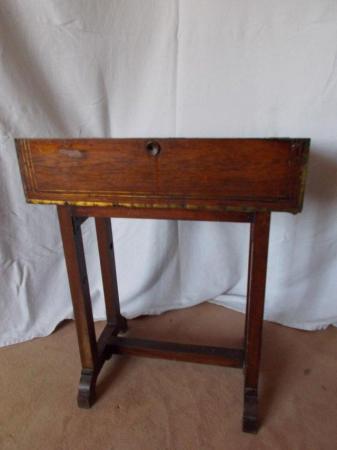Image 2 of Victorian Oak writing slope on stand, mini desk sewing box
