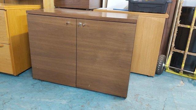 Image 1 of Solid Cylindrical knob Walnut Office Credenza/Cupboard