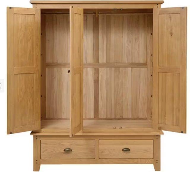 Preview of the first image of Costwold Oakland Rustic Oak Triple wardrobe.