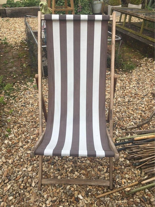 Preview of the first image of Vintage classic stripped deck chair.