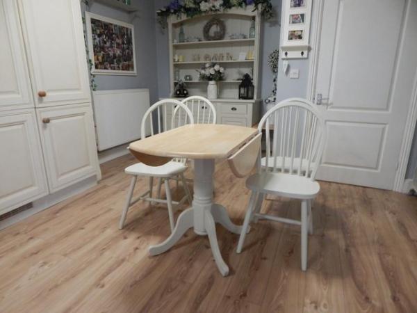 Image 7 of Dropleaf Kitchen / Dining table & 4 chairs , Beech , Vintage