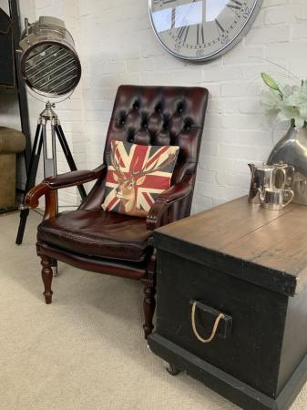 Image 4 of Oxblood vintage  chesterfield library armchair. Can deliver.