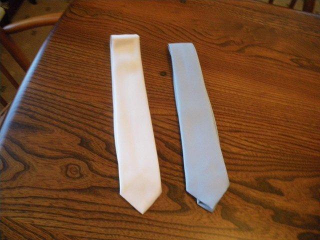 Preview of the first image of 2 TIES - ONE CREAMY WHITE THE OTHER LIGHT BLUE.
