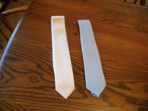 Image 1 of 2 TIES - ONE CREAMY WHITE THE OTHER LIGHT BLUE