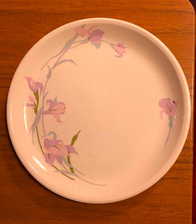Preview of the first image of CHINA SERVING PLATE WHICH HAS IRIS FLOWER DECORATION.