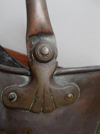 Image 11 of Old copper Sailsbury coal bucket scuttle, nice original pati