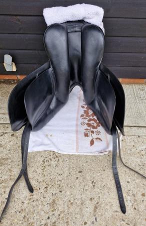 Image 2 of Black Walsall Riding 18" Medium Width Dressage Saddle