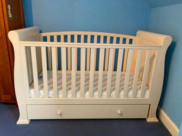 Image 2 of Sleigh Cot Bed with Drawer & Mattress