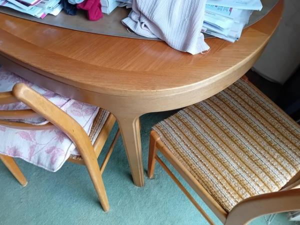 Image 1 of G PLAN vintage extending solid teak dining table and 6 chair