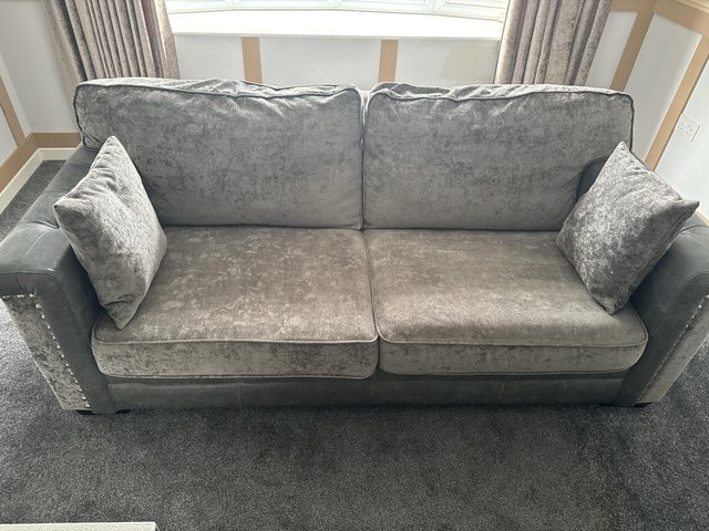 Preview of the first image of 2 seater sofa half leather. Fab condition..