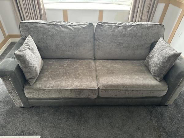 Image 1 of 2 seater sofa half leather. Fab condition.